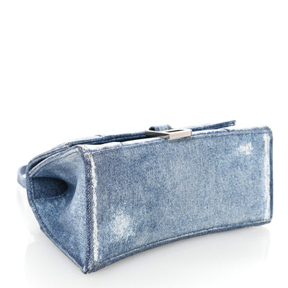 Balenciaga Nappa Denim Printed Small Hourglass Top Handle Bag Denim Blue 4 of 12