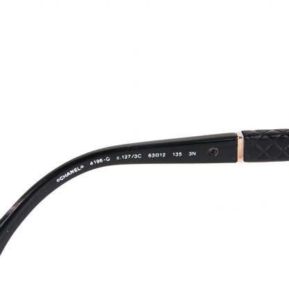 Chanel Quilted Aviator Sunglasses 4196Q Silver Black 4 of 5