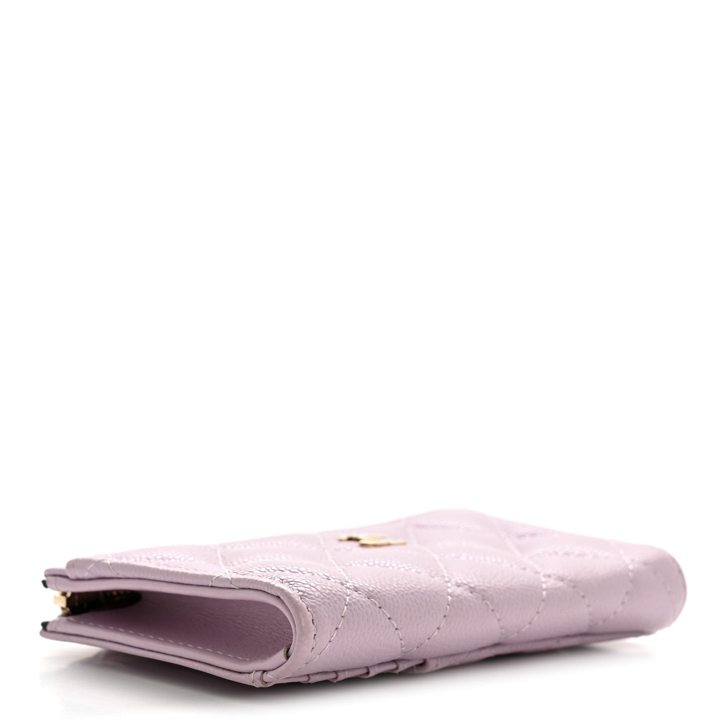 Caviar Quilted CC Zip Around Card Holder Light Purple