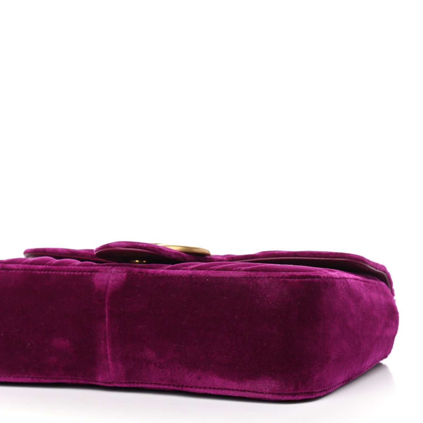 Velvet Matelasse Small GG Marmont Shoulder Bag Fuchsia Violet Cyclamen