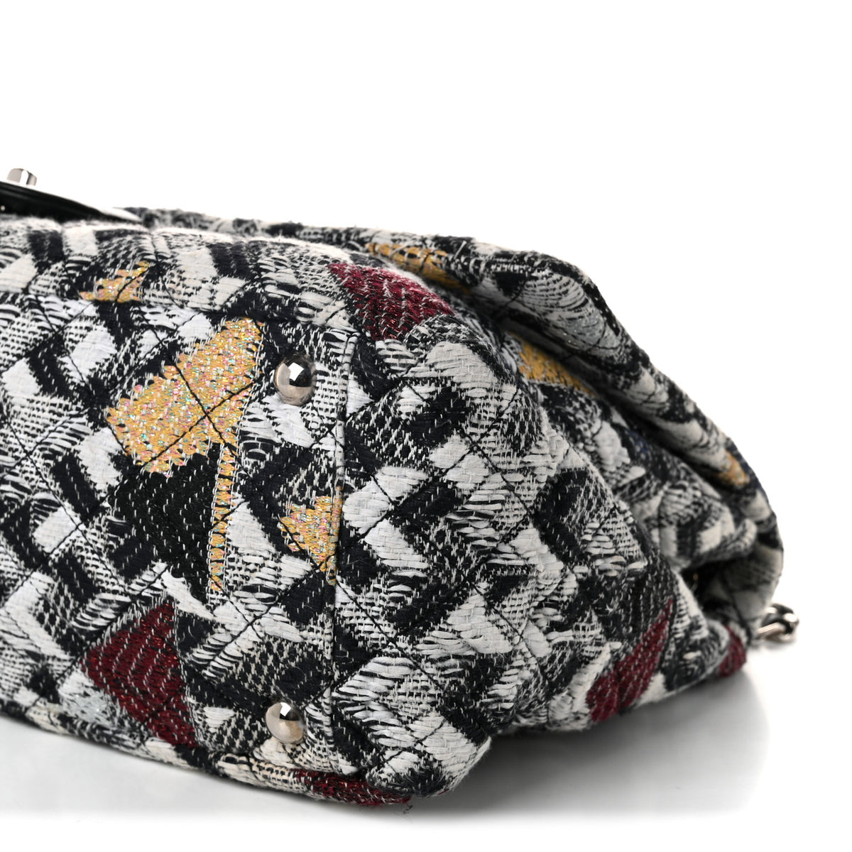 Chanel Tweed Strass Quilted XXL Plane Flap Black Multicolor 10 of 10