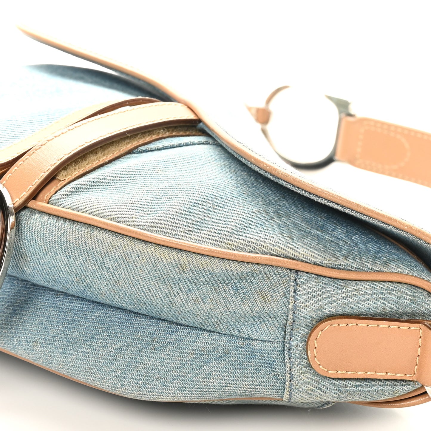 Denim Calfskin Saddle Bag Light Blue