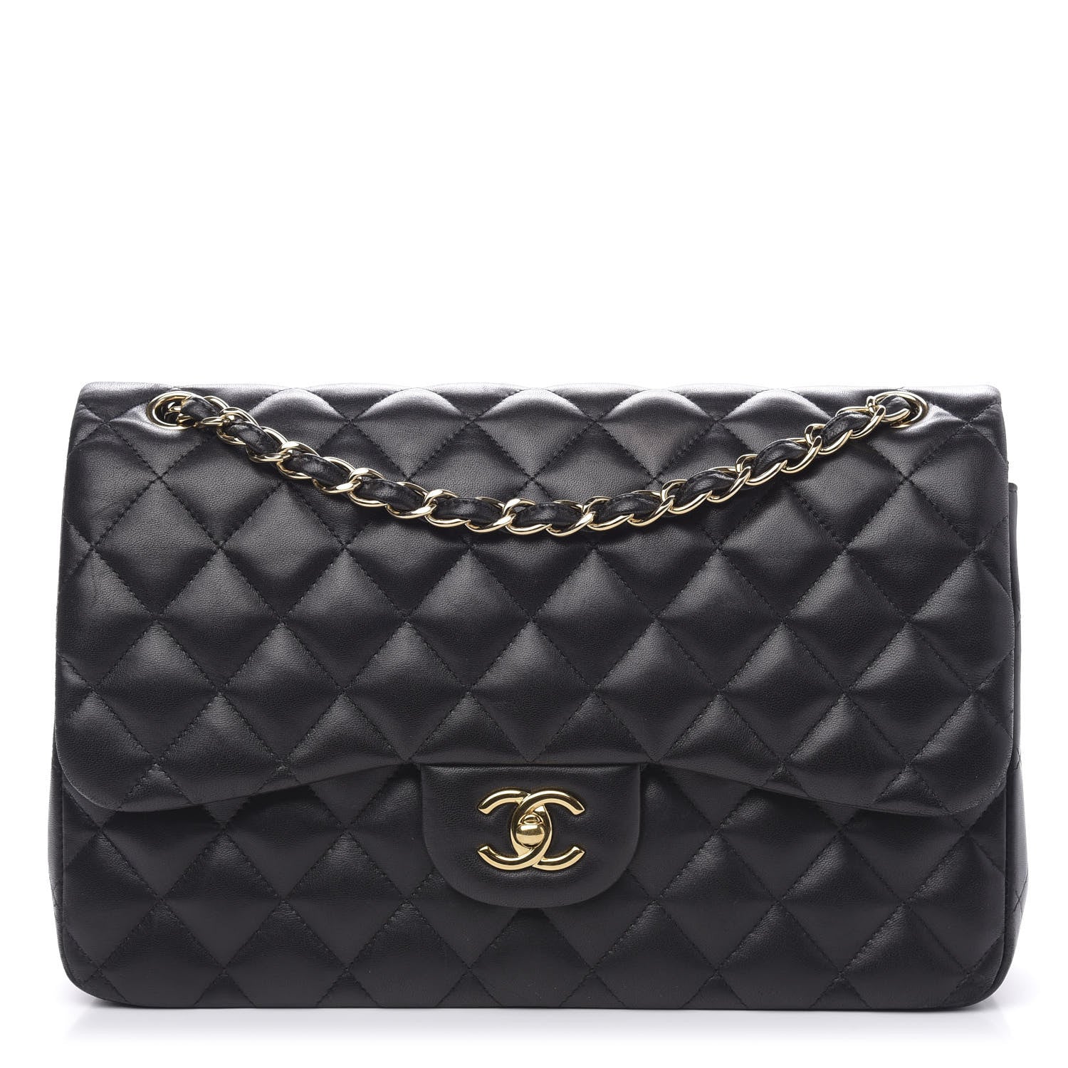 Chanel Lambskin Quilted Jumbo Double Flap Black 1 of 18
