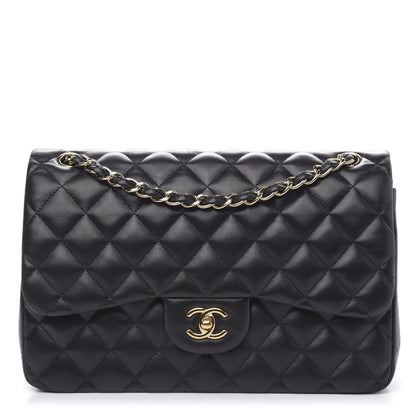 Chanel Lambskin Quilted Jumbo Double Flap Black 1 of 18