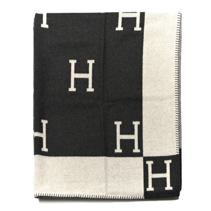 Hermes Wool Cashmere Avalon Blanket Ecru Gris Fonce 1 of 3
