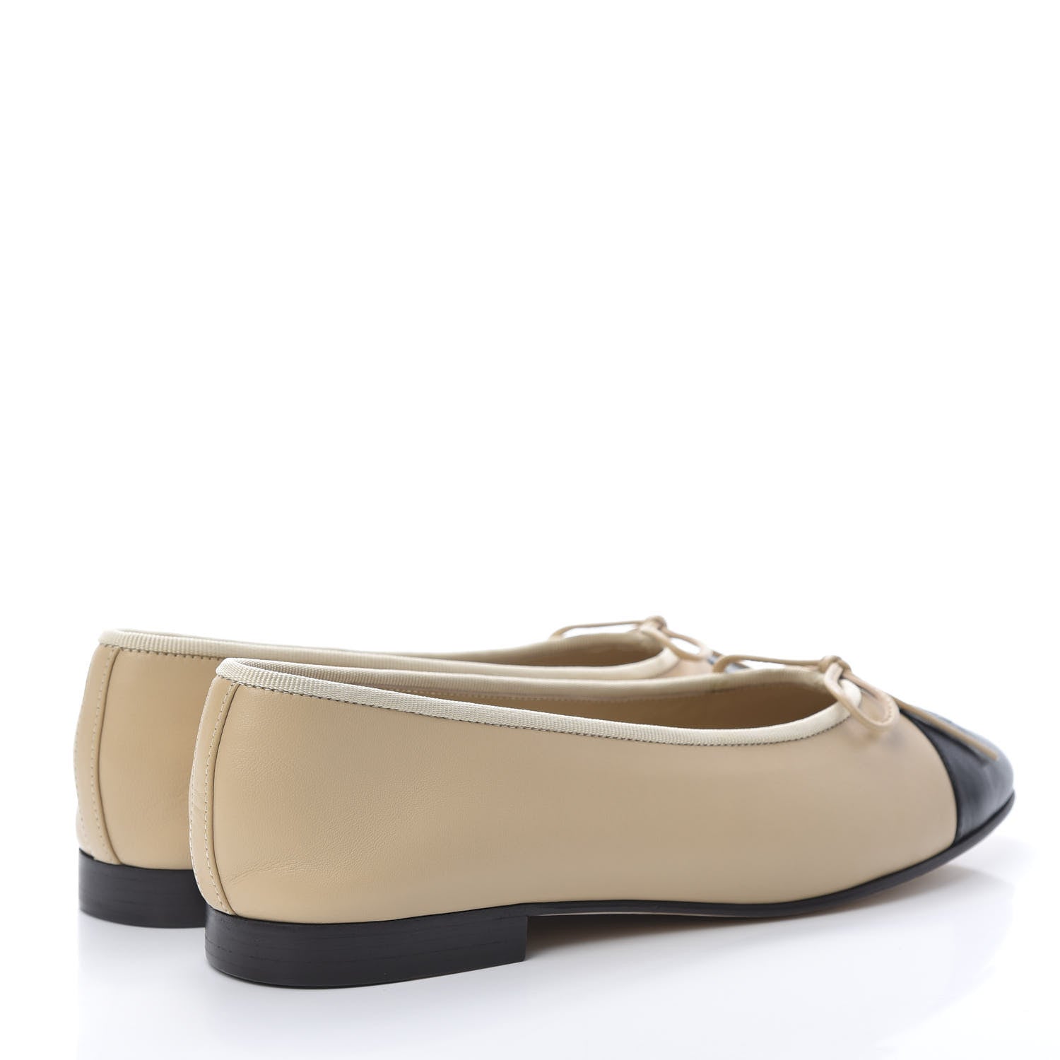 Chanel Lambskin CC Cap Toe Ballerina Flats 41 Beige Black 4 of 11
