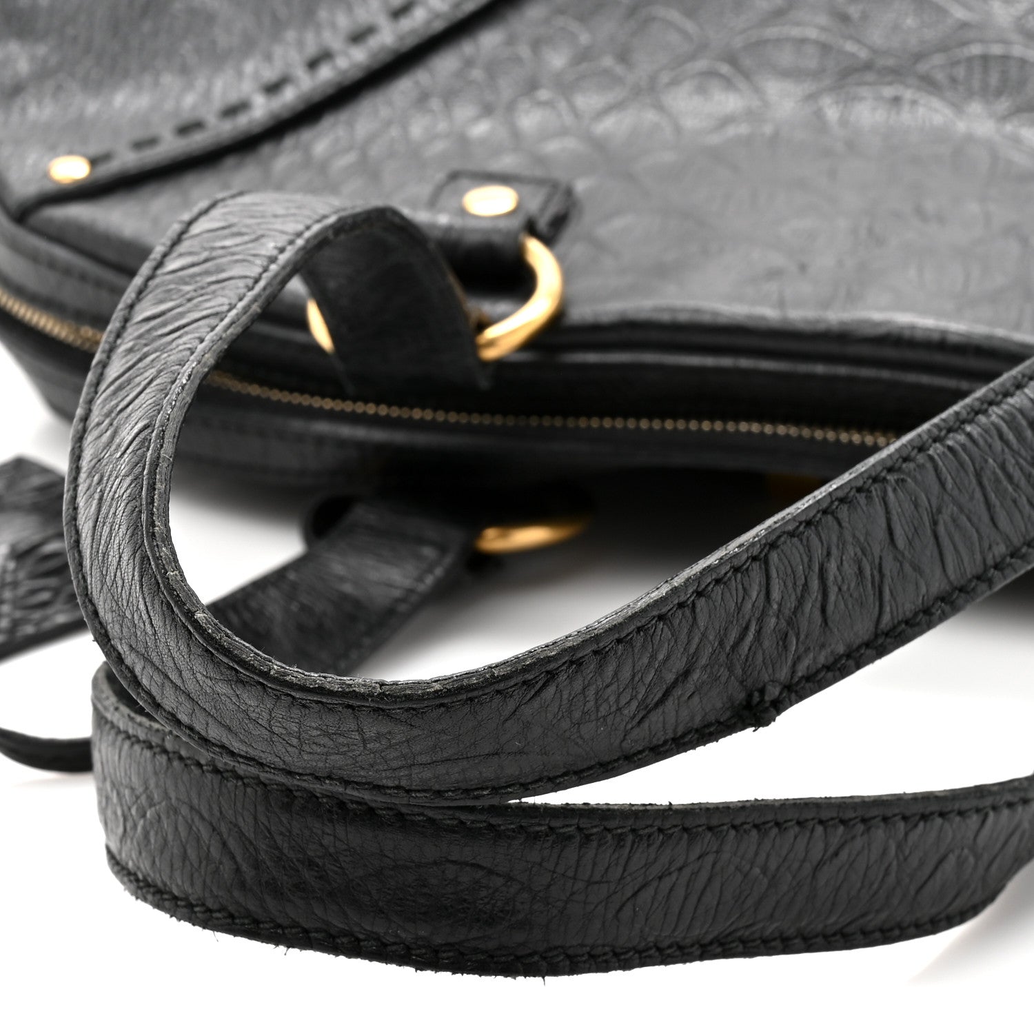 Saint Laurent Calfskin Snakeskin Embossed Oversized Muse Black 11 of 12