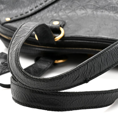 Saint Laurent Calfskin Snakeskin Embossed Oversized Muse Black 11 of 12