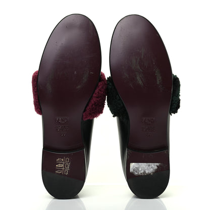 Fendi Vitello Shearling Mink Slip On Loafers 38 Black 5 of 13