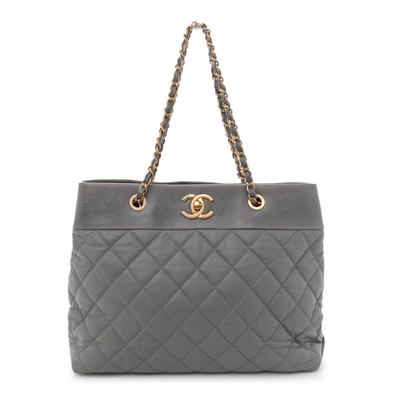 Chanel Calfskin Quilted Large Soft Elegance Tote Grey 1 of 12