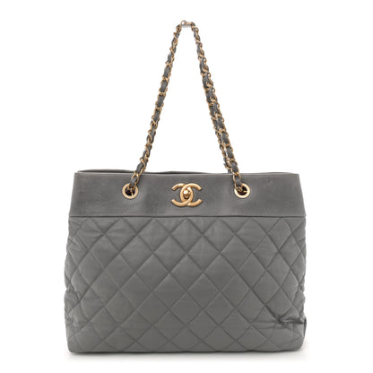 Chanel Calfskin Quilted Large Soft Elegance Tote Grey 1 of 12