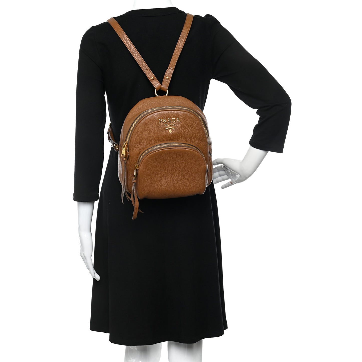 Vitello Daino Zip Backpack Cuoio