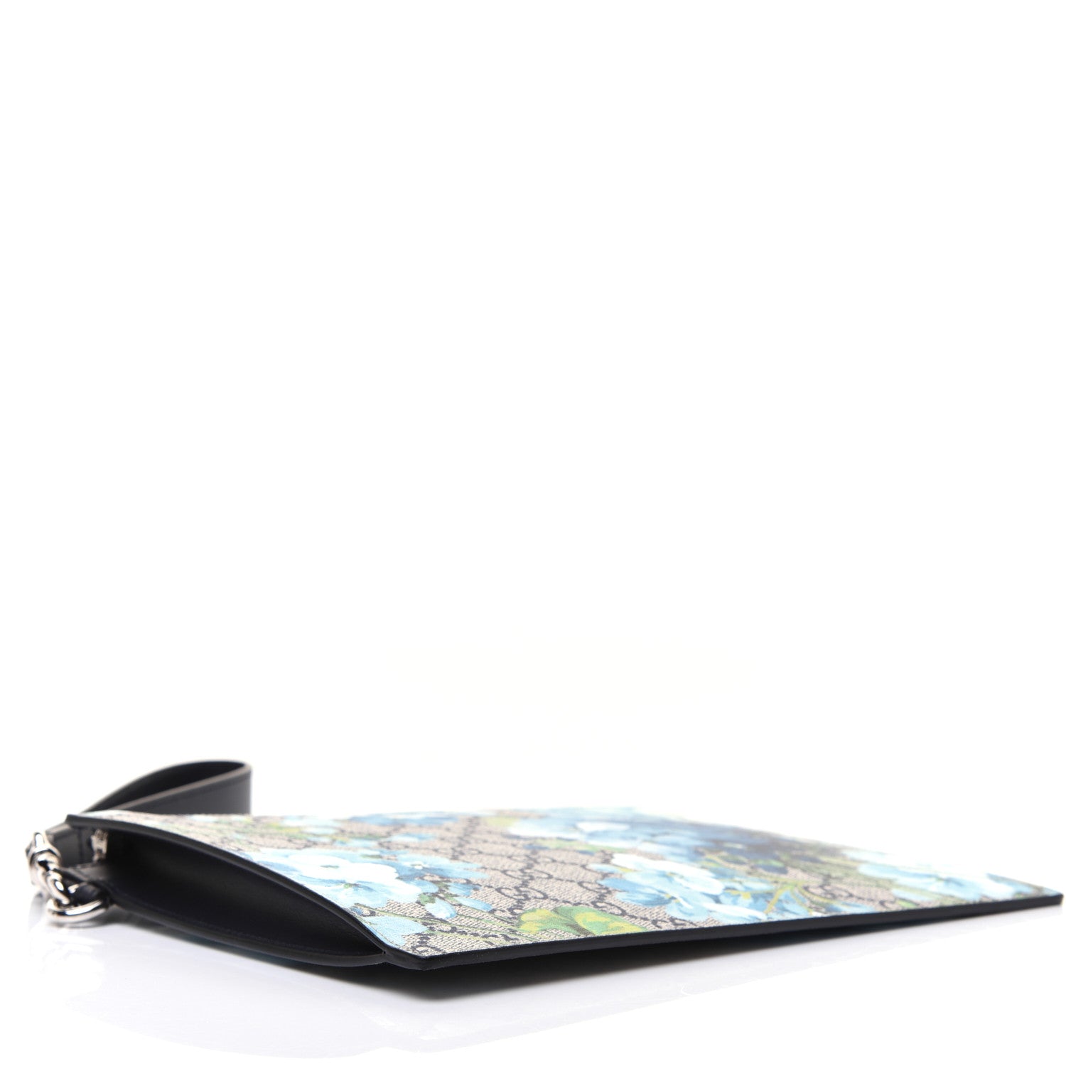 Gucci GG Supreme Monogram Blooms Small Zip Wristlet Pouch Beige Blue Black 4 of 15