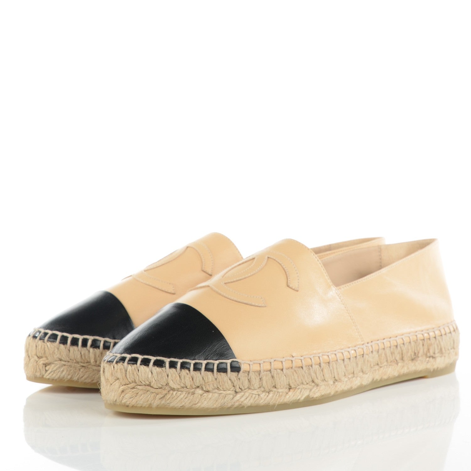 Chanel Lambskin CC Espadrilles 39 Beige Black 9 of 22