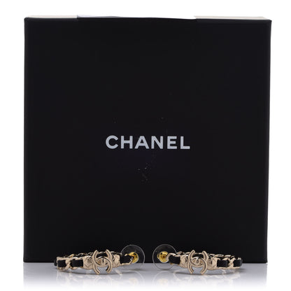 Chanel Lambskin CC Turnlock Chain Hoop Earrings Gold Black 5 of 5