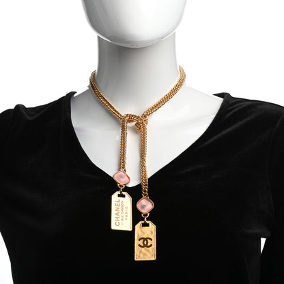 Chanel Metal CC Tags Pendant Choker Gold Pink 2 of 7