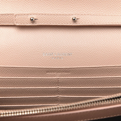 Saint Laurent Grain De Poudre Matelasse Chevron Monogram Chain Wallet Pale Pink 6 of 11