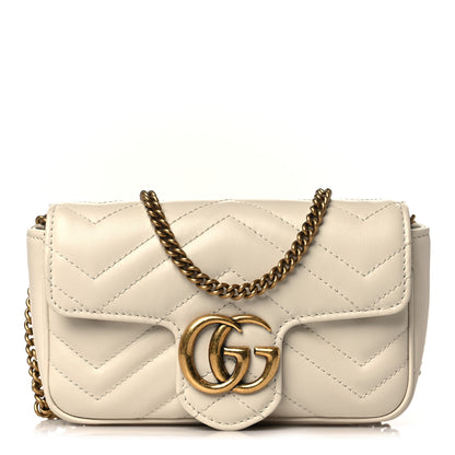 Gucci Calfskin Matelasse Super Mini GG Marmont Shoulder Bag White 1 of 10