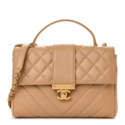 Chanel Calfskin Quilted Chevron In The City Bag Beige 1 of 12