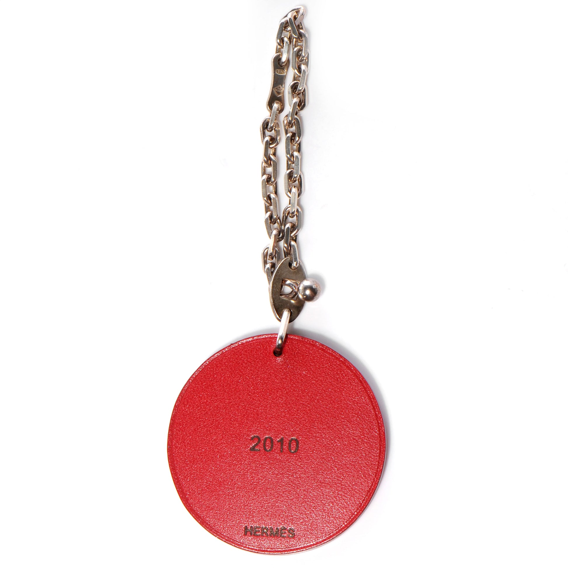 Hermes Lambskin Tiger Key Chain Bag Charm Rouge 3 of 6