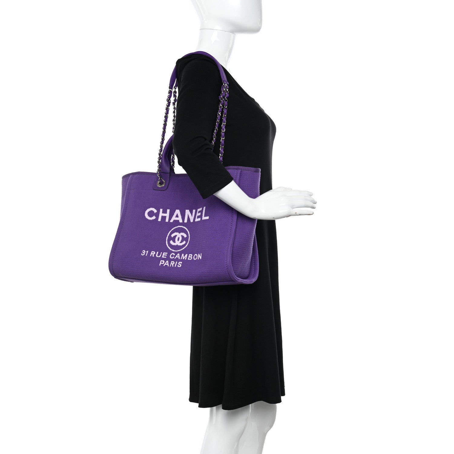 Chanel Mixed Fibers Small Deauville Tote Purple 2 of 10
