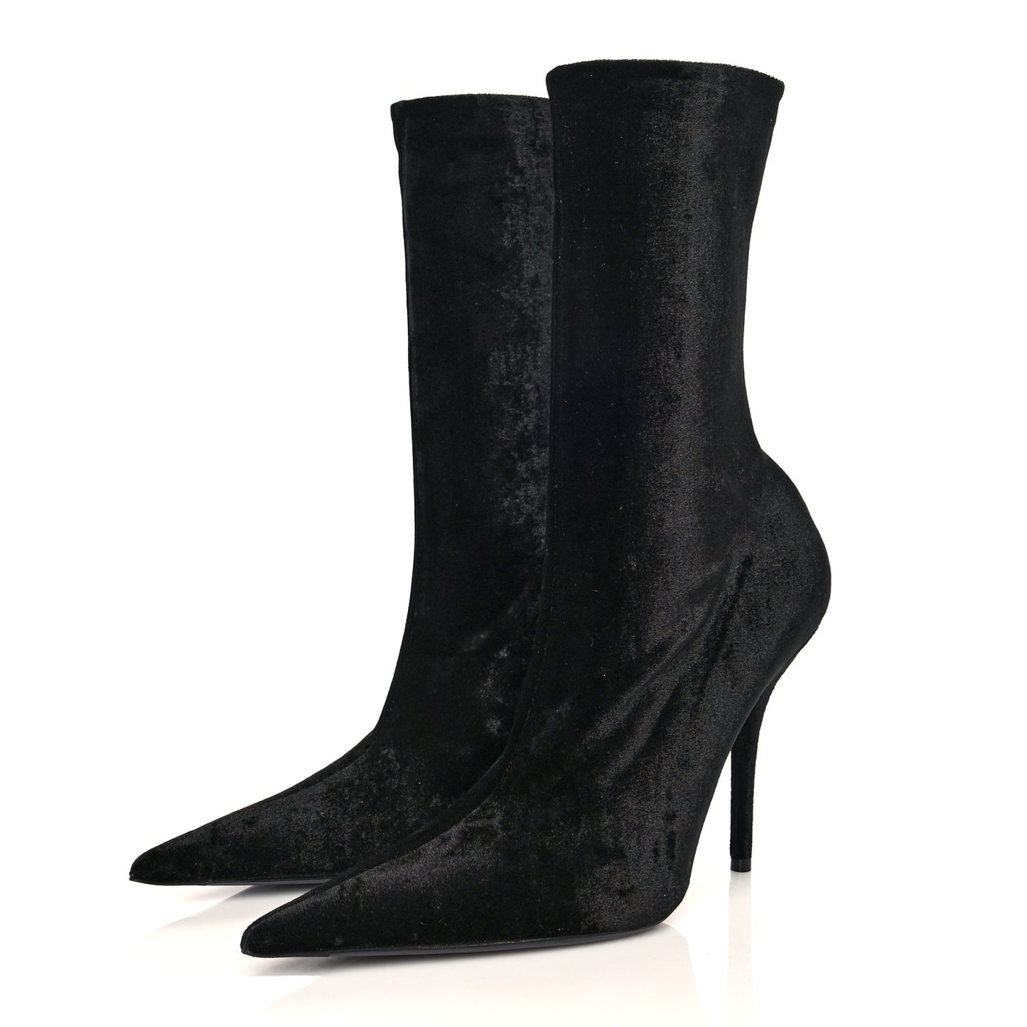 Velvet Spandex Extreme Pointed Toe Knife Ankle Boots 41 Black