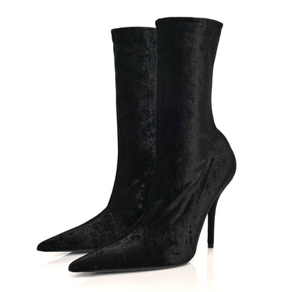 Balenciaga Velvet Spandex Extreme Pointed Toe Knife Ankle Boots 41 Black 3 of 6