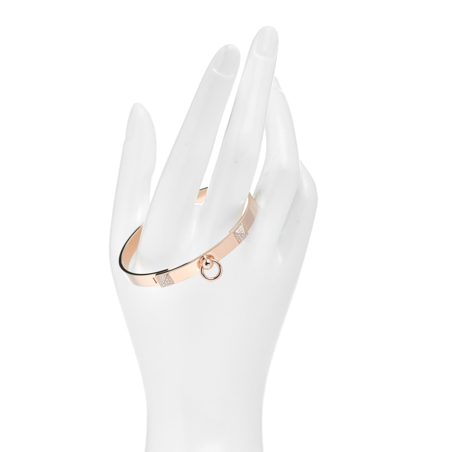 Hermes 18K Rose Gold Diamond PM Collier De Chien Bracelet SH 2 of 5