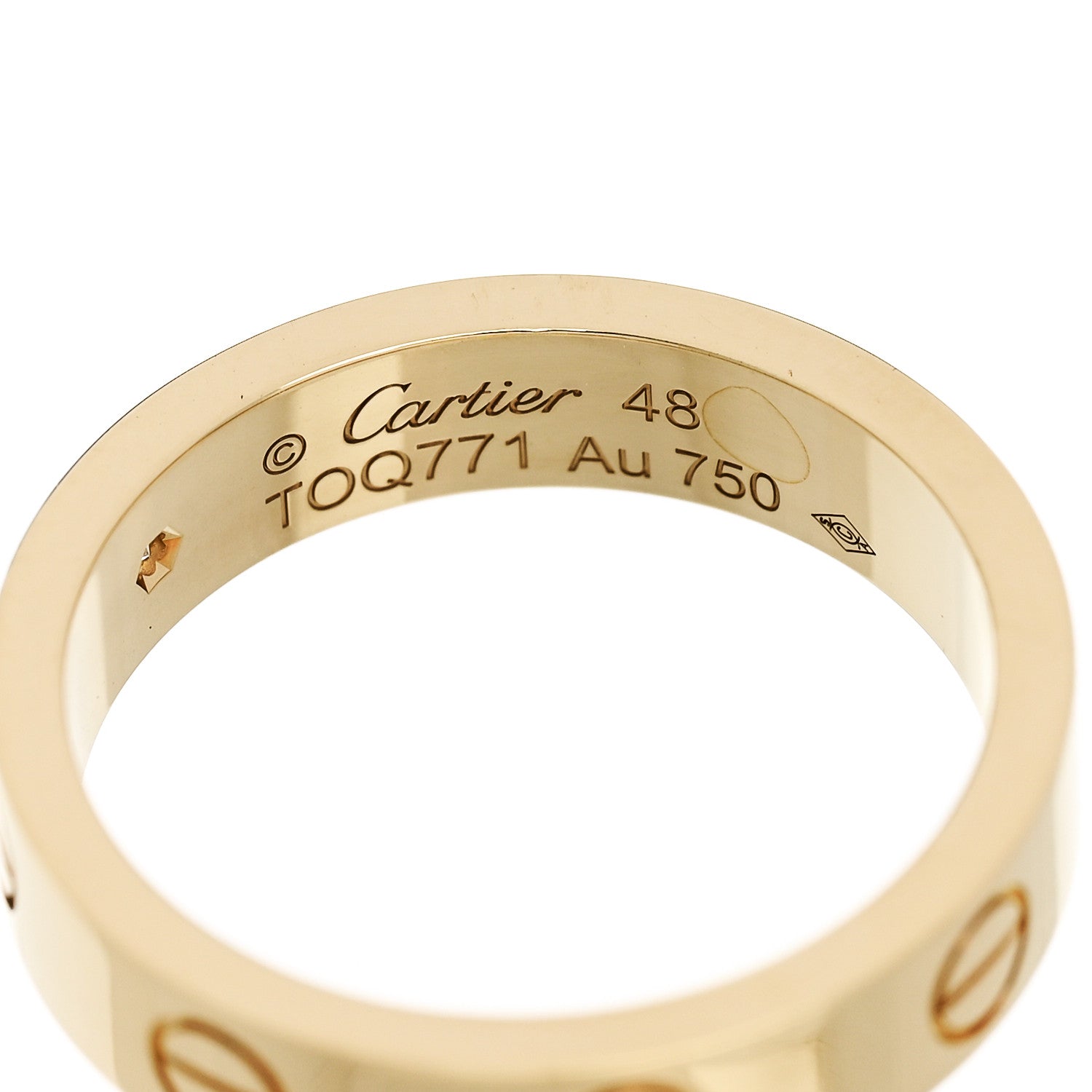 Cartier 18K Yellow Gold Diamond 4mm LOVE Wedding Band Ring 48 4.5 4 of 5