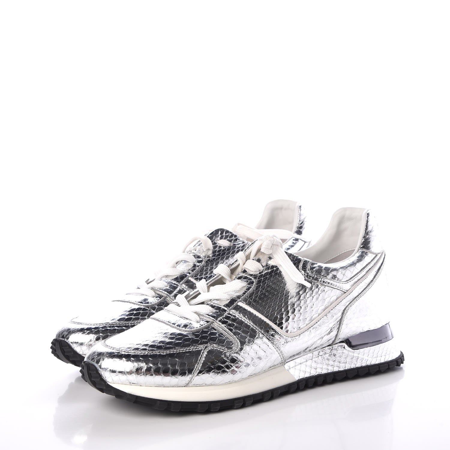 Louis Vuitton Metallic Python Run Away Sneakers 38.5 Silver 3 of 8