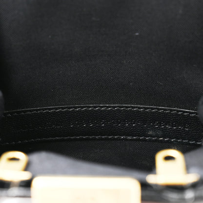 Balenciaga Shiny Supple Calfskin Logo Crocodile Embossed Cloud Coin Purse Black White 7 of 11