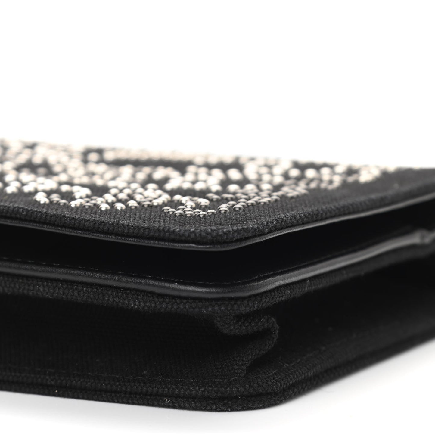 Canvas Studded CC Wallet On Chain WOC Black