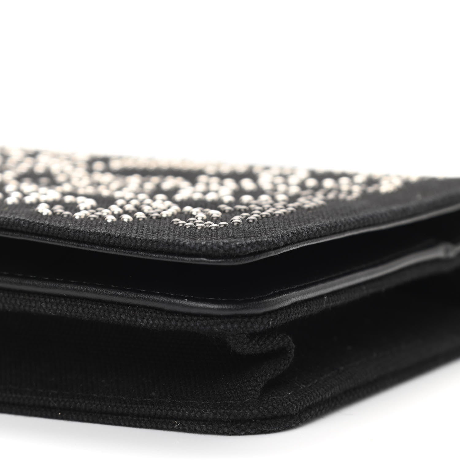 Chanel Canvas Studded CC Wallet On Chain WOC Black 11 of 11