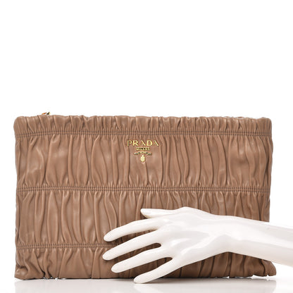 Prada Nappa Gaufre Clutch Visone 2 of 10