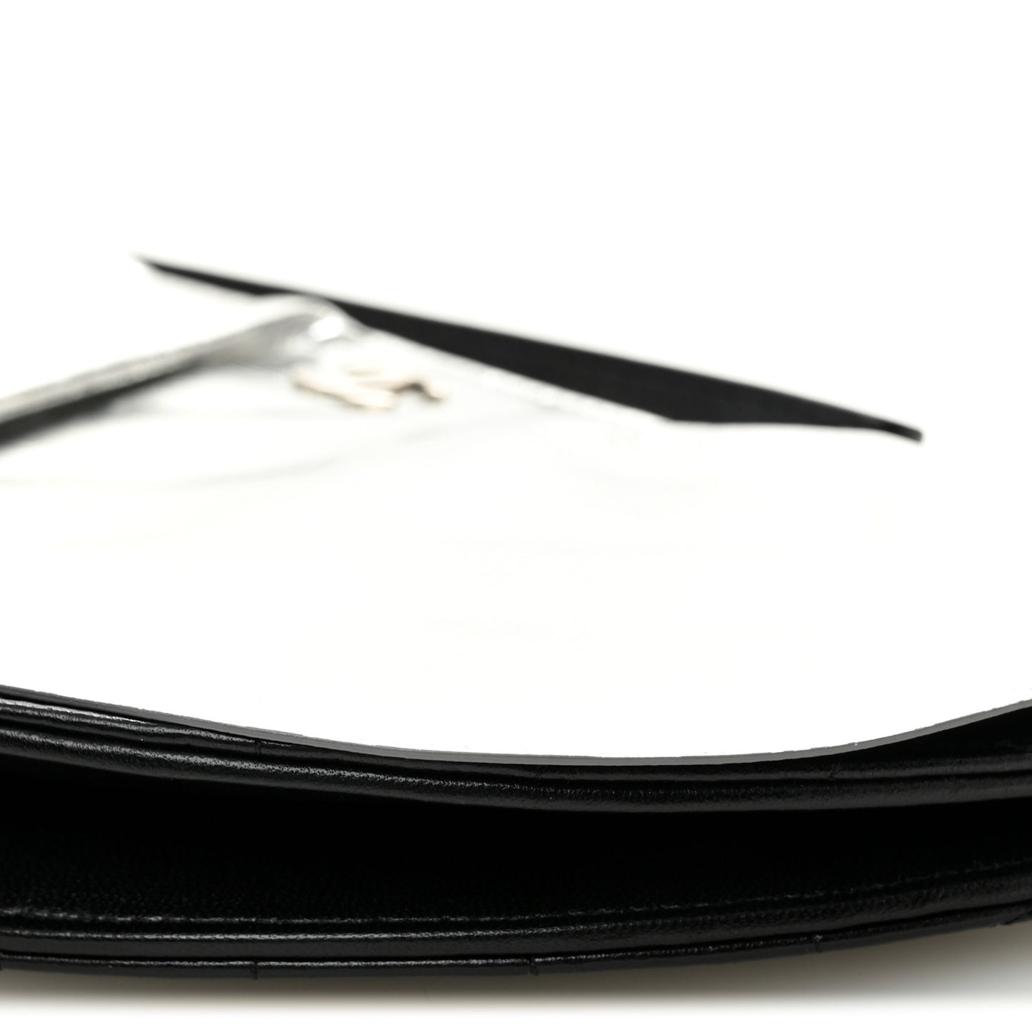 Metallic Lambskin Wave Clutch Black Silver
