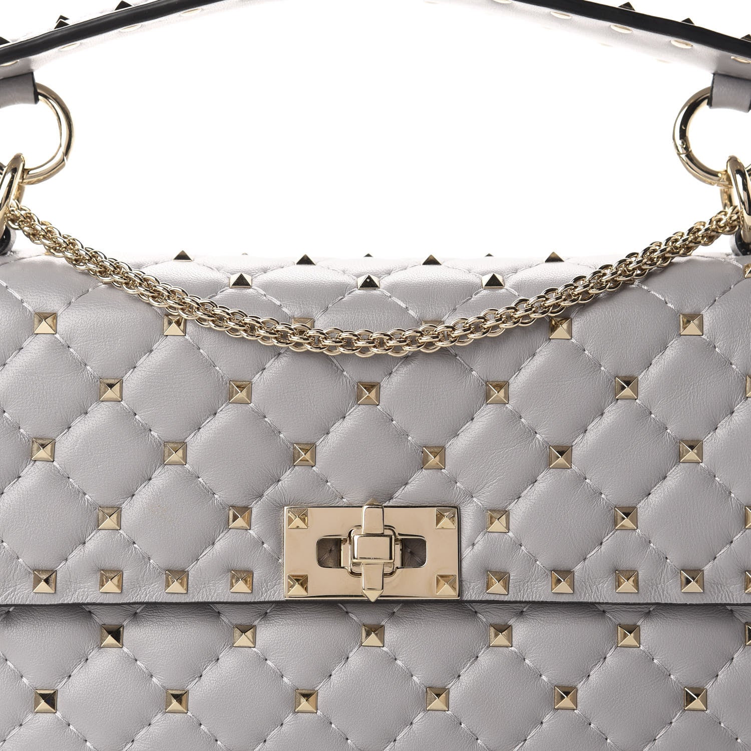 Valentino Garavani Nappa Medium Rockstud Spike Shoulder Bag Grey 15 of 15