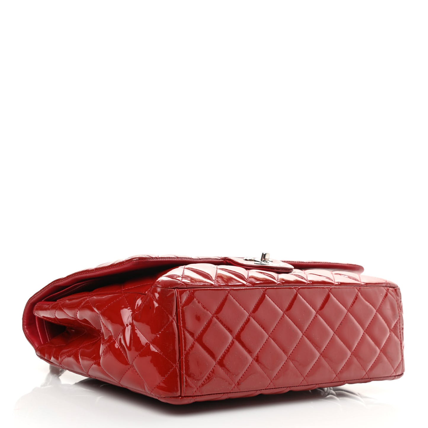 Patent Quilted Maxi Double Flap Red
