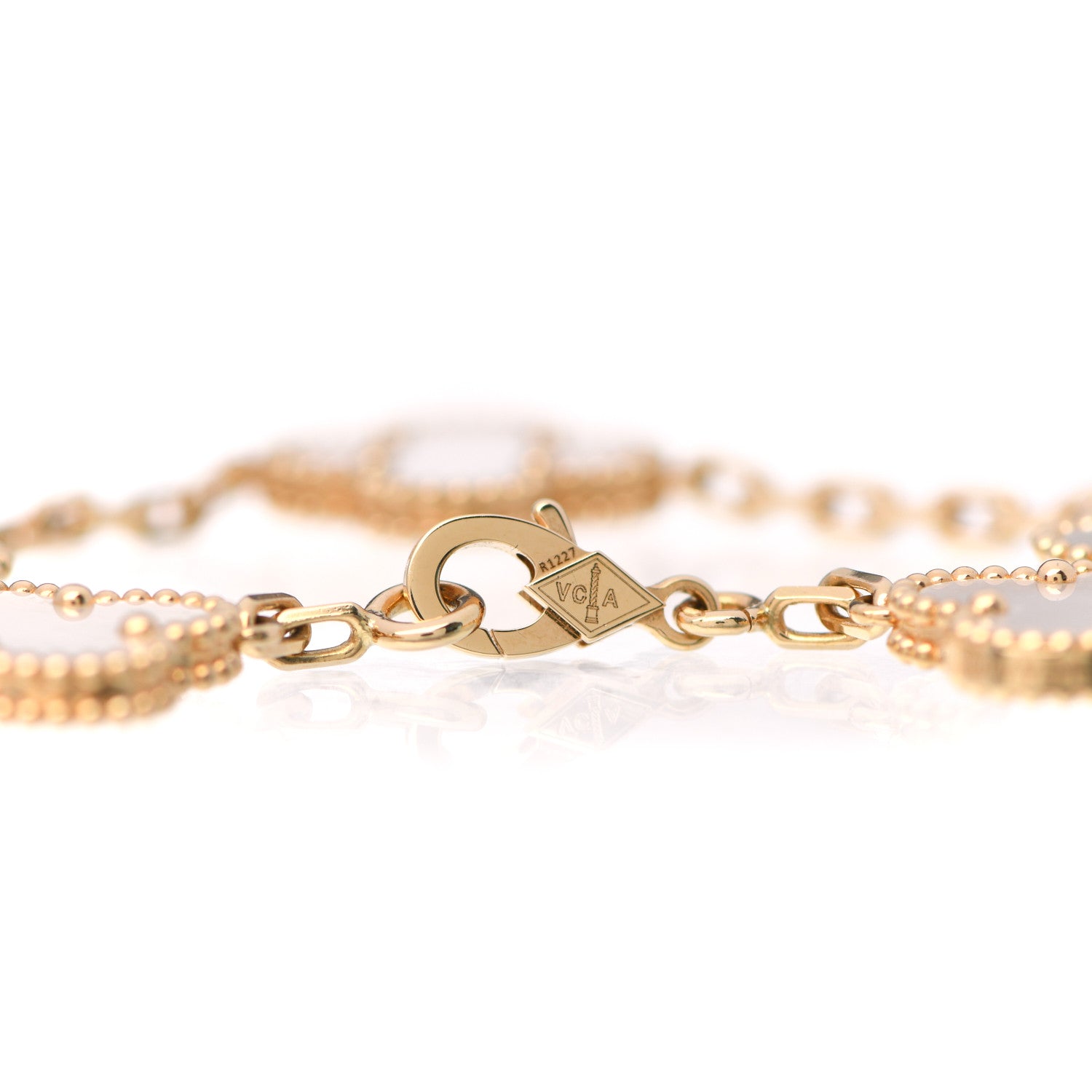 Van Cleef & Arpels 18K Yellow Gold Mother of Pearl 5 Motifs Vintage Alhambra Bracelet 4 of 7