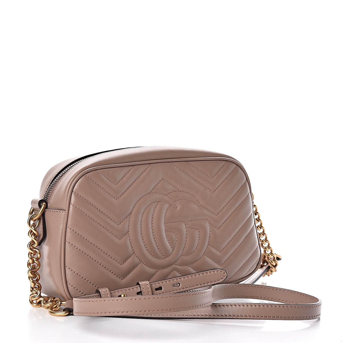 Calfskin Matelasse Small GG Marmont Chain Shoulder Bag Porcelain Rose