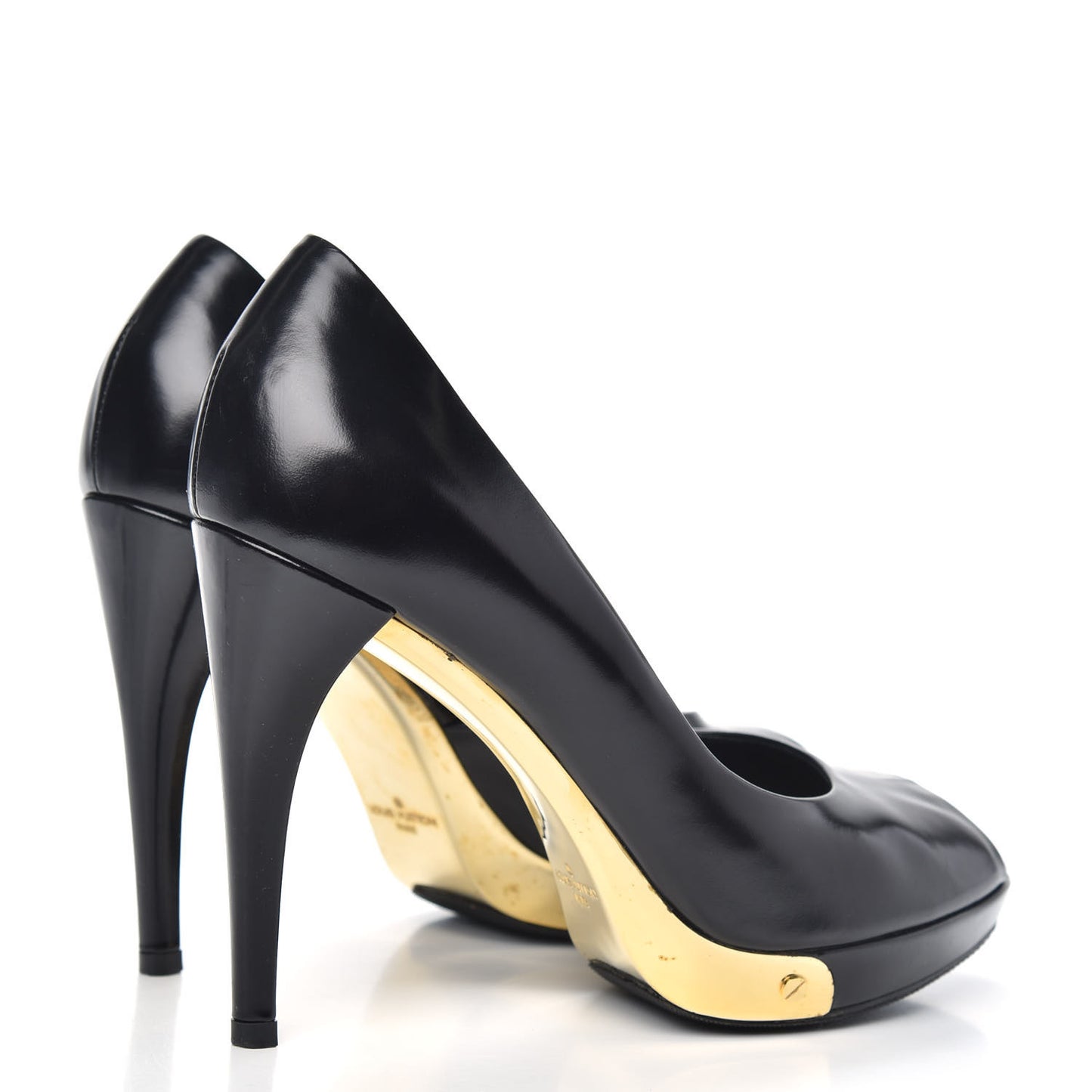 Smooth Calfskin Peep Toe Pumps 36.5 Black