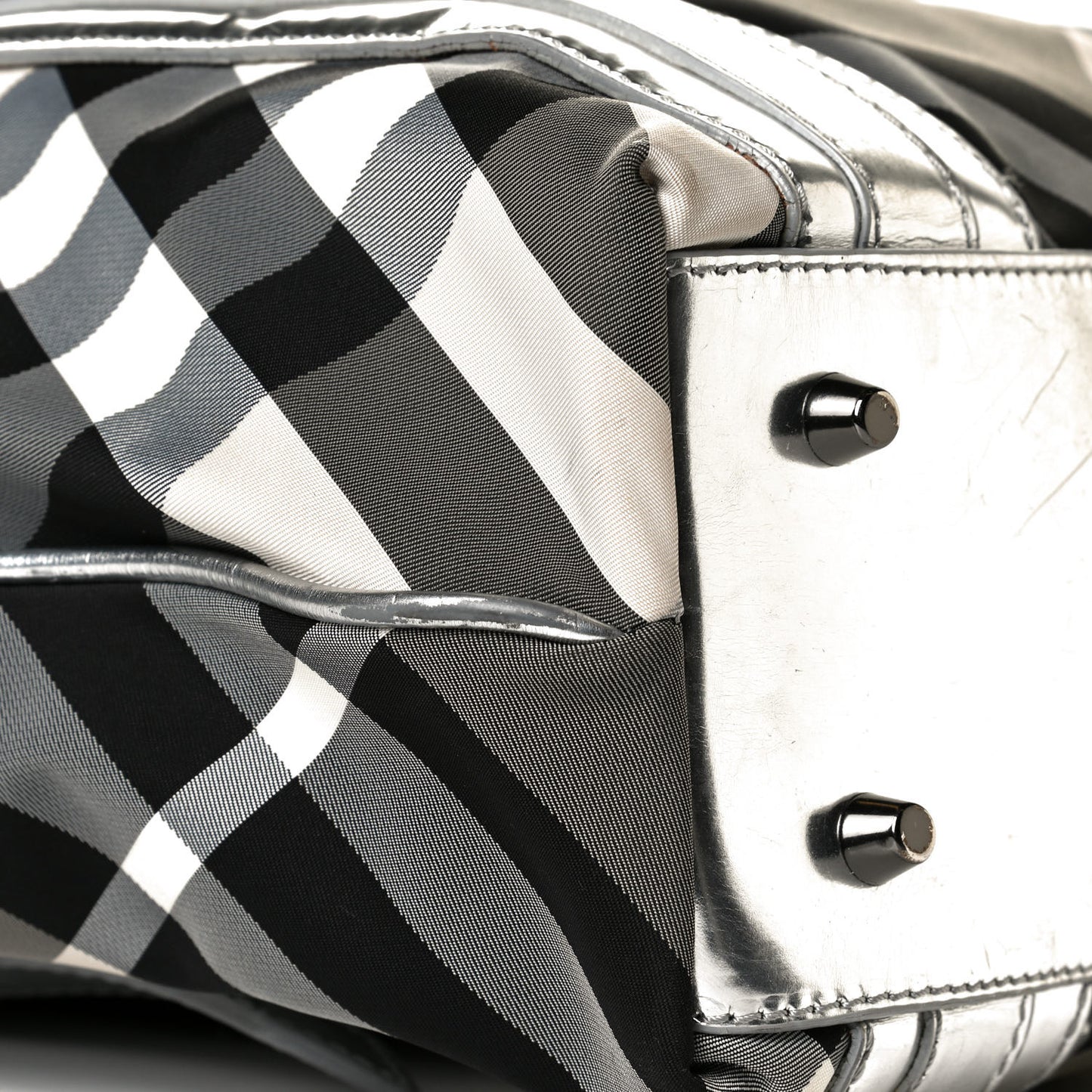 Nylon Beat Check Small Victoria Tote Silver
