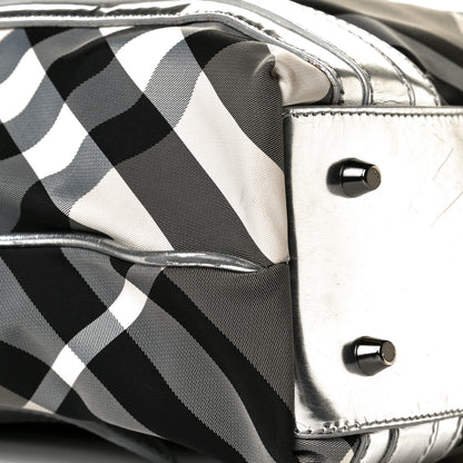 Burberry Nylon Beat Check Small Victoria Tote Silver 9 of 9