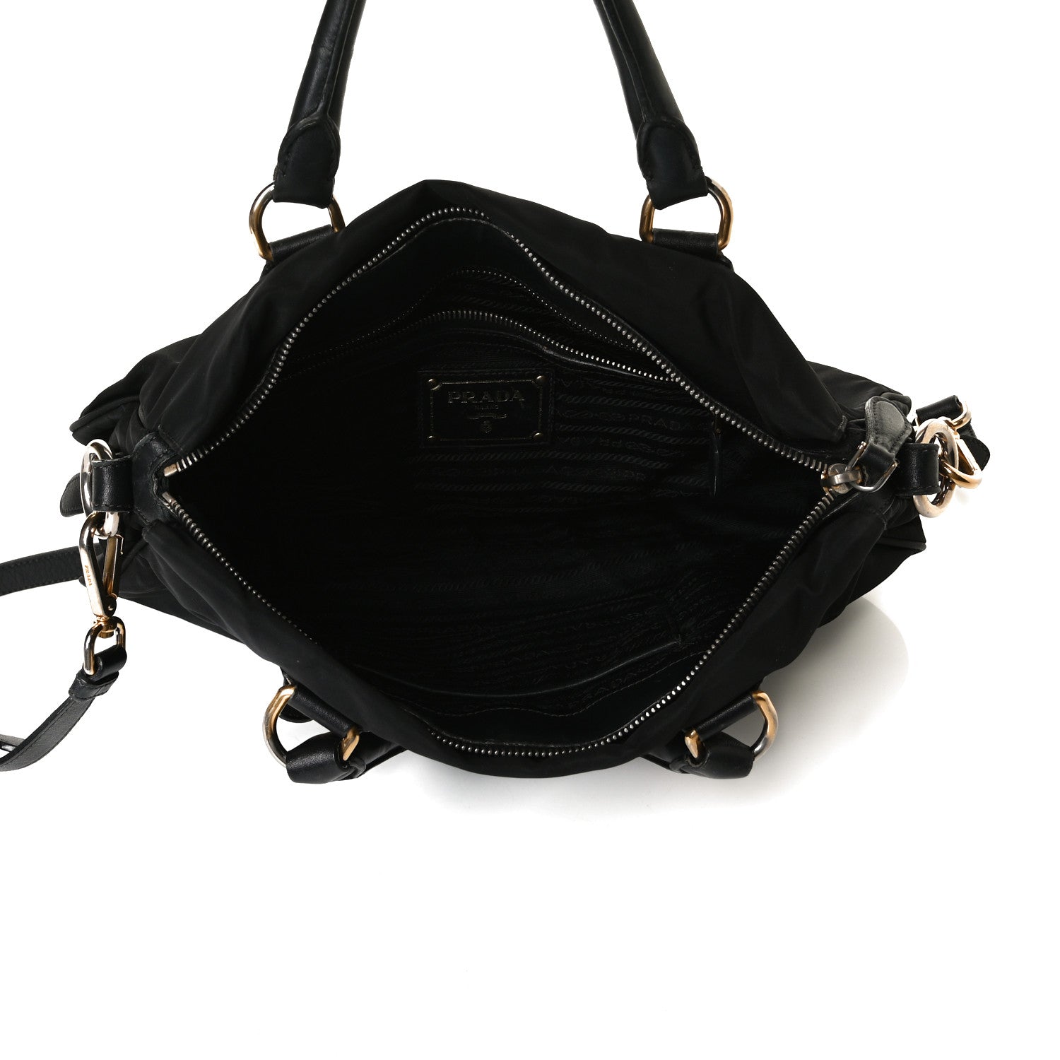 Prada Tessuto Nylon City Calfskin Shoulder Bag Black 4 of 21