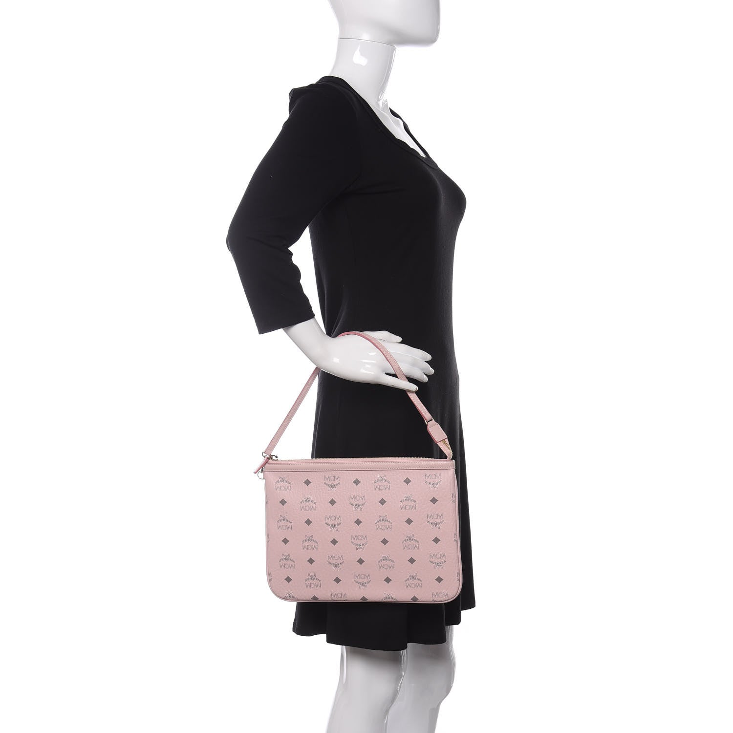 MCM Visetos Liz Shopper Tote Pouch Light Pink 2 of 7