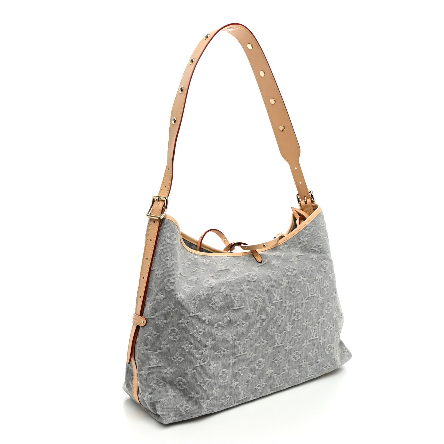 Monogram Denim CarryAll MM Washed Grey