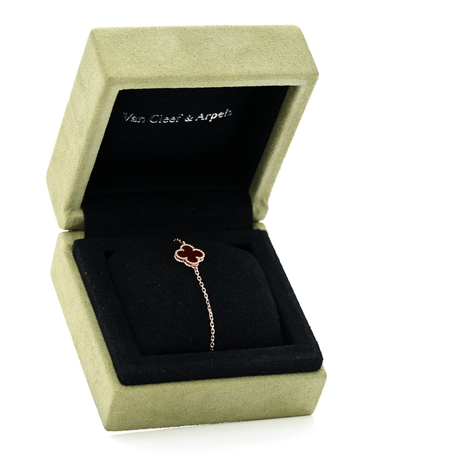 Van Cleef & Arpels 18K Rose Gold Carnelian Sweet Alhambra Bracelet 5 of 5