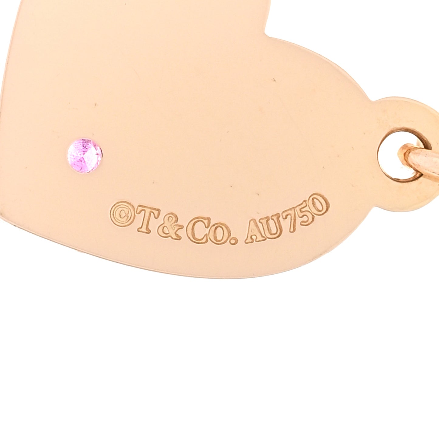 18K Rose Gold Pink Sapphire Heart Tag Pendant