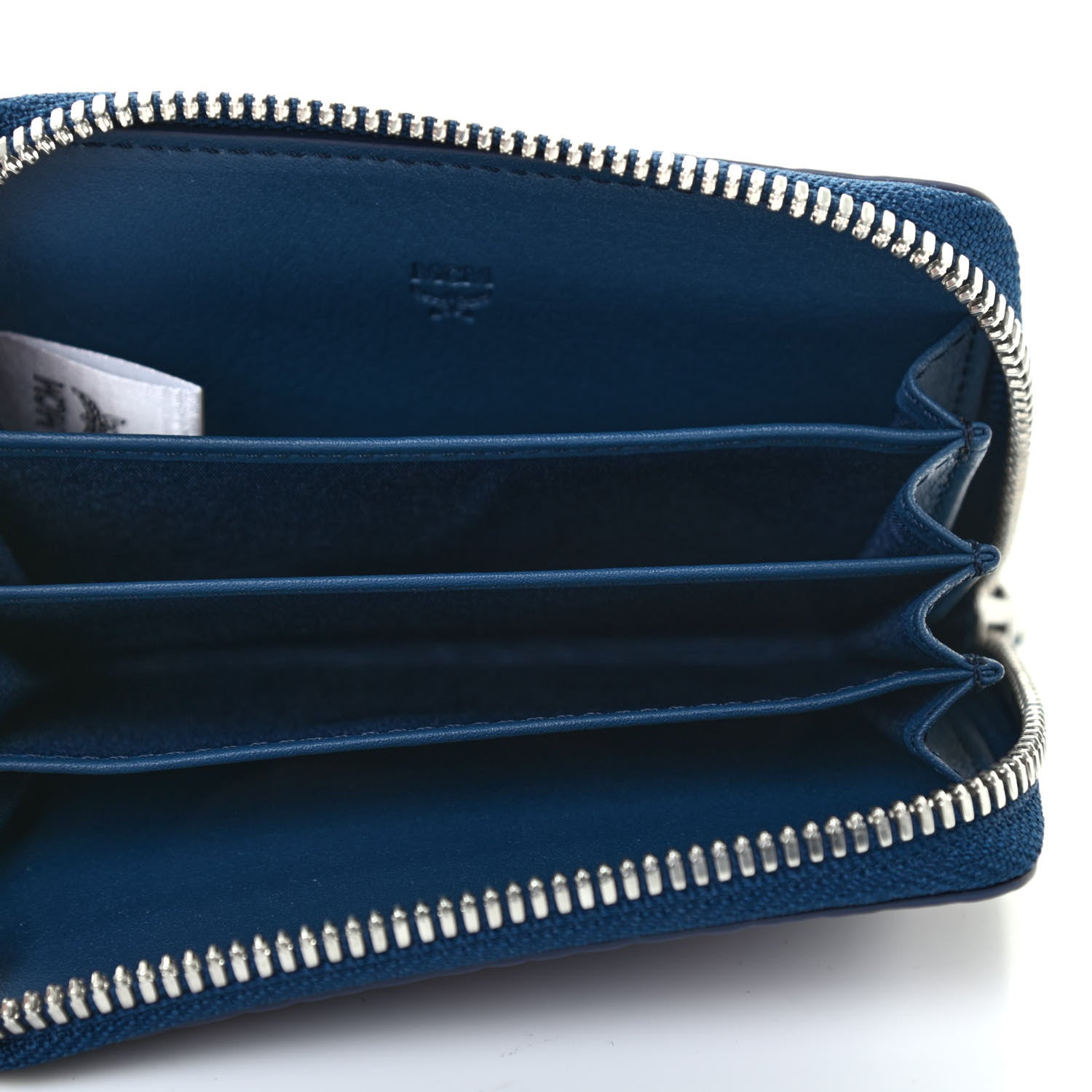 MCM Visetos Mini Zip Around Wallet Blue Red 5 of 7