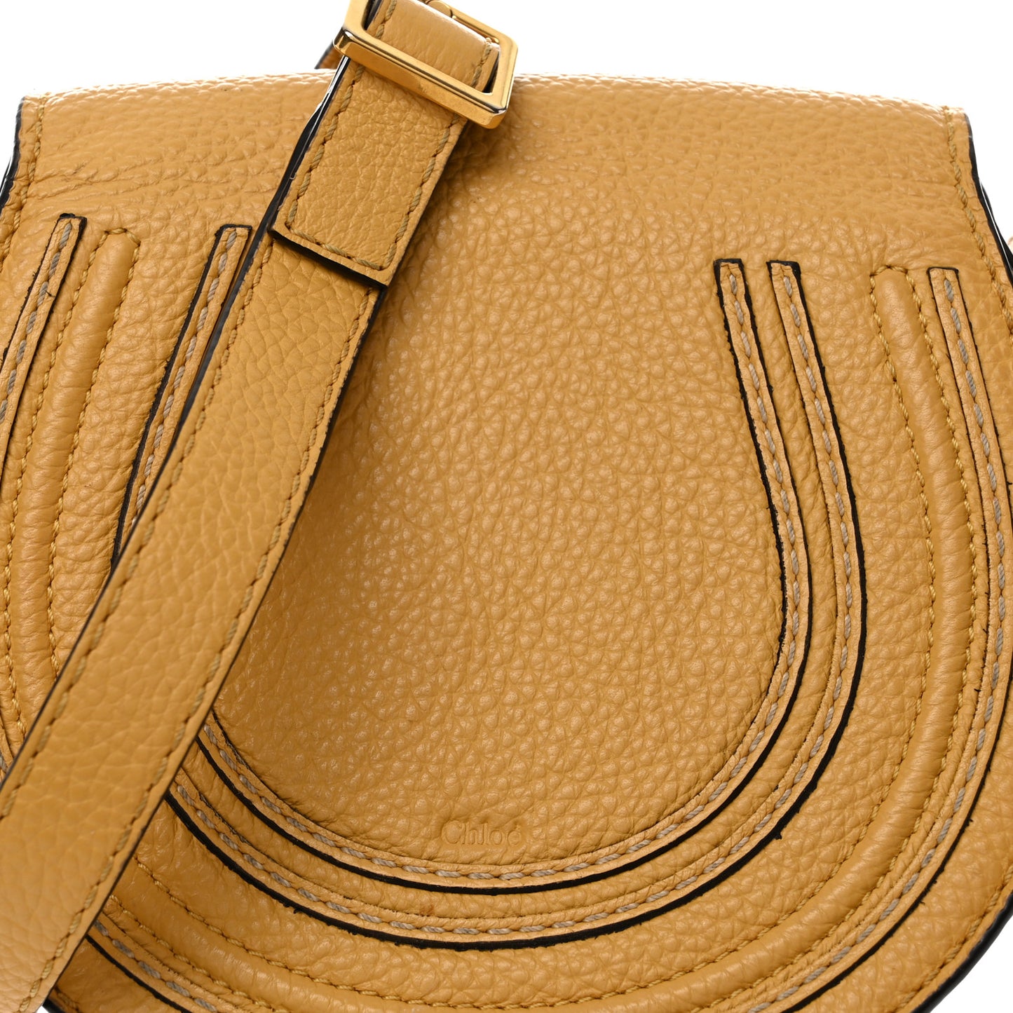 Calfskin Mini Marcie Round Crossbody Bag Honey Gold