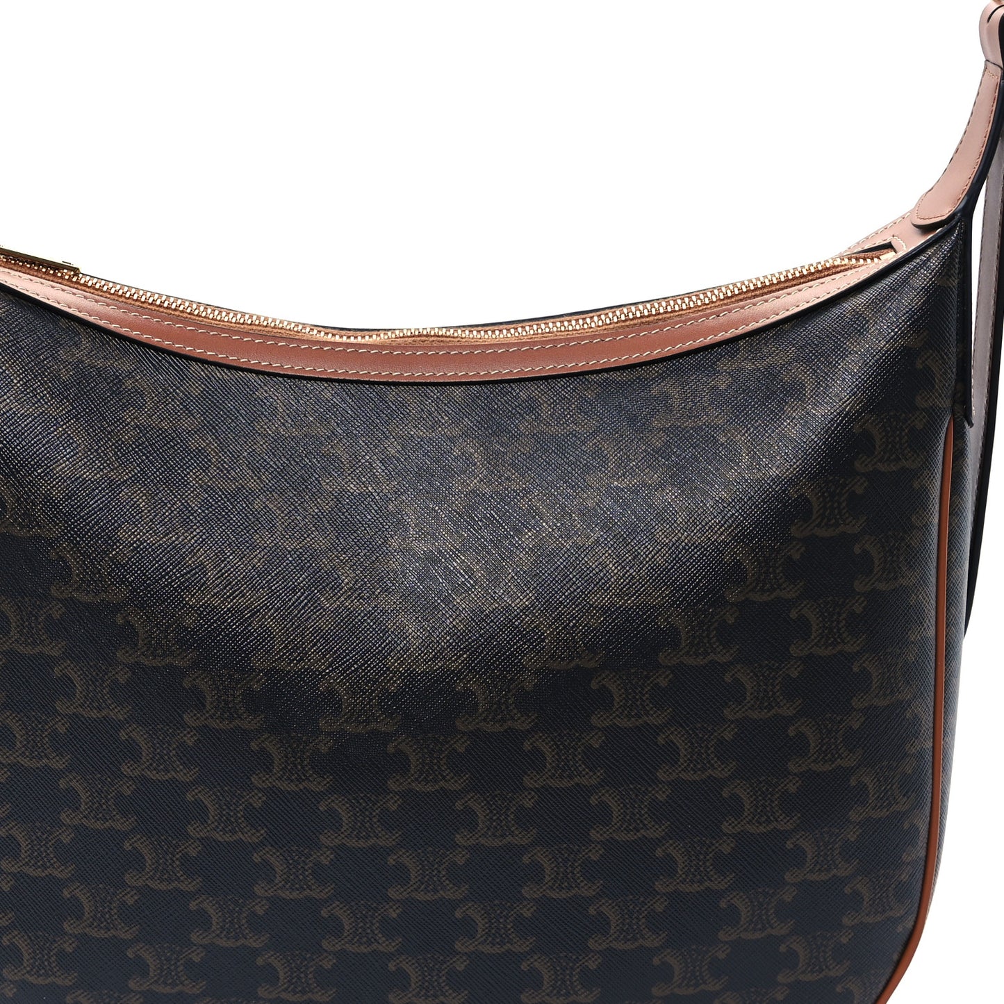 Calfskin Triomphe Canvas Heloise Shoulder Bag Tan